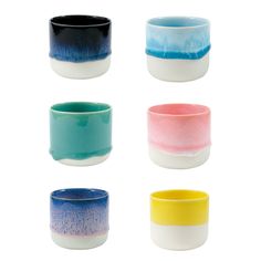 four different colored bowls are shown in this image