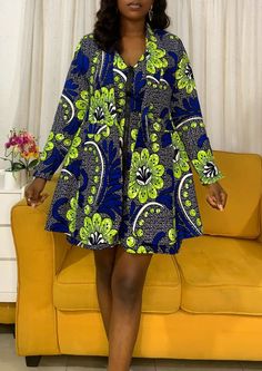 Imade african print set • blazer • 33 inches long • long sleeve • fully lined • two front pockets   imade  african print dress • mini dress • 34 inches long • boat neck and v neck • can be worn 2 ways • back zip fastening  • color of fabric:  blue, green • 100% african wax cotton • made in nigeria • fabric doesn't stretch • derin is 5’6 and wearing a size s\uk 8/us  4 •occasion: wedding, church, dinner, birthday, formal events, cocktail parties.   note: the color may be slightly different due to Wedding Church, African Print Dress, African Print Dresses, African Print Fashion, High End Fashion, African Print, Formal Wear, African Fashion, Formal Event