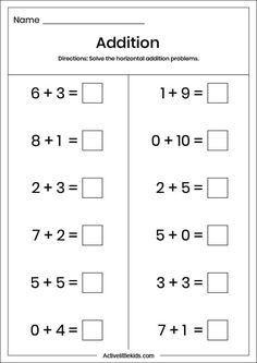 addition worksheet for students to practice addition skills and solve the missing numbers in each