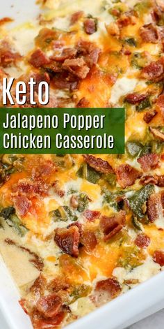 keto jalapeno popper chicken casserole on a white plate