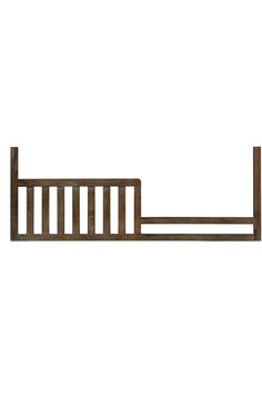 a wooden bed frame with slats on the top and bottom rails, against a white background