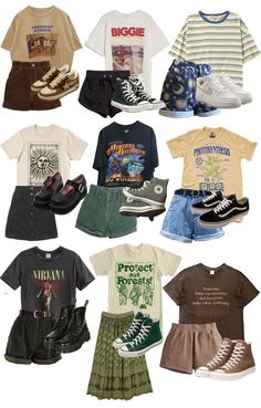 Cute Geeky Outfits, Different Aesthetic Clothes Styles, Wallows Aesthetic Outfits, Stranger Things Aesthetic Clothes, Grunge Granola Outfits, Indie Outfit Inspo Summer, Dream Core Aesthetic Outfits, 90s Summer Aesthetic Outfits, Vintage Indie Outfits