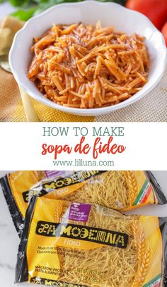 how to make sopa de fido with pasta in a white bowl on a table