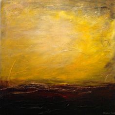 an abstract painting with yellow and brown colors