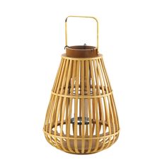 Large Slat Wood Lantern - Hipimi Bamboo Candle Holder, Wood Candle Lantern, Bamboo Candle, Large Pillar Candles, Wood Lantern, Wooden Lanterns, Candle Lantern, Wood Candle Holders, Glass Candle Holder