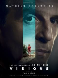 a movie poster for the film visions with two men looking at each other and one man standing in front of them