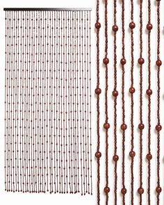 two different types of beaded curtains and one is brown with beads on the sides