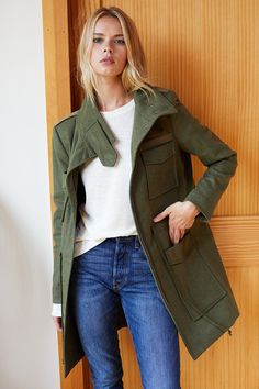 Army Coat - Emerson Fry Dress Coat Outfit, Army Coat, Long Shirt Women, Coat Outfit, Army Shirts, Dress Coat, Outfit Inspiration Fall, Winter Outfits For Work, Mod Dress