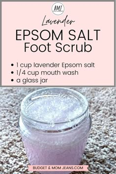 Homemade Foot Scrub, Lavender Epsom Salt, Salt Scrub Diy, Diy Body Scrub Recipes, Diy Sugar Scrub Recipe, Mouth Wash, Body Scrub Recipe, Sugar Scrub Homemade