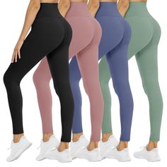 PRICES MAY VARY. 【WORTH THE COST】- You can get 4 pairs of leggings for women all in one. Each legging with high quality only needs less than $7. Rich color collocation for womens' leggings underlines women's youth and vitality. We know this workout legging will become a new favorite of yours. 【HIGH WAISTED DESIGN】- 5.3 inches wide compression waistband for excellent coverage. And tight fit accentuates your natural curves which make you look more awesome, slim and great. Enjoy the feeling that ou Color Leggings Outfit, Best Workout Leggings, Amazon Leggings, Colored Leggings, Workout Pants Women, Bday List, Workout Legging, Yoga Pants With Pockets, Workout Clothing