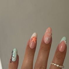 Summery Nails Acrylic, Costal Cowgirl Nails, Gel X Nail Designs Summer, Nails Art Summer 2024, Gel X Summer Nails, Summer Nails Ocean, Cute Nail Ideas For Summer, Gel X Nail Art, Cute Nails For Summer