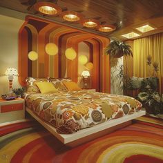 36 Stunning 1970s Bedroom Designs That You Have To See 1960 Interior Design, 70s Interior Design Retro, 70s Bedroom Aesthetic, 70s Lounge, 1970s Bedroom, 60s Bedroom, Mcm Bedroom, 1970s Interior Design, 70s Bedroom