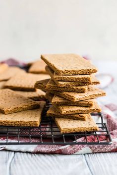 a pile of crackers sitting on top of a cooling rack