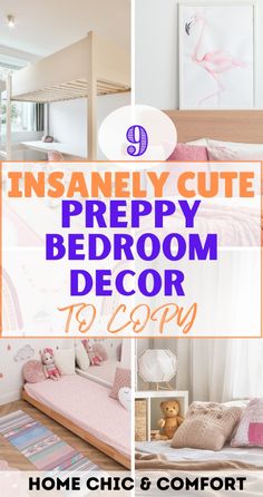 a collage of photos with the words insanely cute prepy bedroom decor