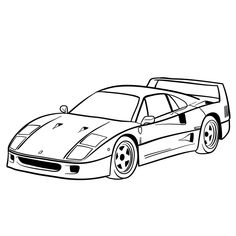 a black and white drawing of a sports car