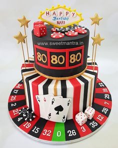 a casino themed birthday cake on top of a table