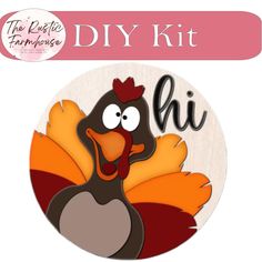 a turkey with the words diy kit on it's face and an orange tail