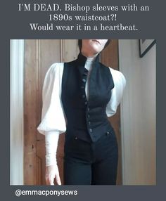 Dress And Waistcoat, 1890s Fashion Aesthetic, 1890s Waistcoat, Knightcore Aesthetic Outfits, Waistcoat With Jeans, Shirt And Waistcoat, Manager Outfit, Fitted Waistcoat, Waistcoat Outfit