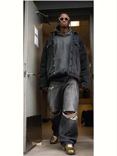 Balenciaga Destroyed Jeans, Distressed Baggy Jeans Outfit, Balenciaga Jeans Outfit, Big Jeans Outfit Men, Balenciaga Baggy Jeans, Super Baggy Jeans Outfit Men, Black Baggy Jeans Outfit Men, Super Baggy Jeans Outfit, Big Jeans Outfit