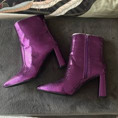 Inc Brand New Never Worn. 9 1/2 Women’s Size, Metallic Purple Ankle Boots. Still In Box! Beautiful Shoes. Purple Ankle Boots, Silver Ankle Boots, Knee High Boots Dress, Barbie Stuff, Black Suede Booties, Shoes Brand, Suede Booties, Thigh High Boots, Heeled Ankle Boots