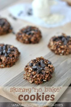 cookies with chocolate chips and oats on a cutting board