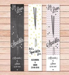 three personalized bookmarks with the names of two different books, one is for sparkle and