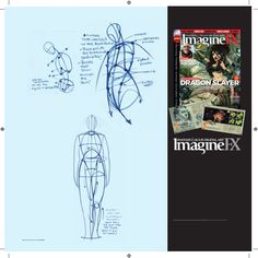 the front and back pages of an article about how to draw human figures with ink