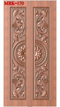 an ornate wooden door with decorative carvings on the front and side panels, which are handmade