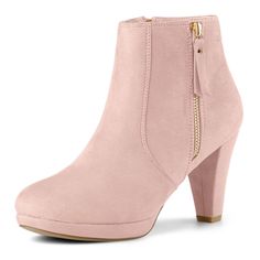 Shop Allegra K for side zipper low platform chunky heel ankle booties you are looking for, get more women's chunky heel for yourelf. Order now! Free Returns! Kitten Heel Ankle Boots, Dust Pink, Cute Shoes Heels, Chunky Heel Ankle Boots, Buckle Ankle Boots, Womens Chunky Heels, Pink Boots, Shoes Boots Ankle, Rubber Boot