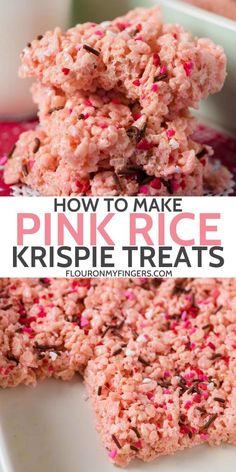 pink rice krispie treats stacked on top of each other