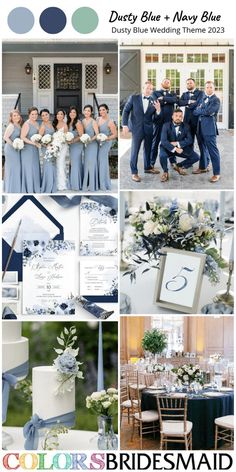 the color scheme for this wedding is blue and gray