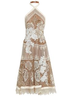 Lethicia Bronstein Olinda Dress  - Farfetch Farfetch Dress, Edgy Glam, F1 Driver, Wardrobe Edit, Sleeveless Midi Dress, Embroidery Lace, Exclusive Fashion, Brown Floral, Midi Dress Sleeveless