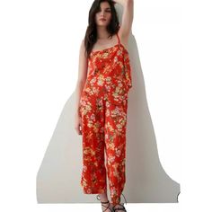 Zara Nwt Matching Floral Printed Pants Sz Small Casual Summer Jumpsuits And Rompers Trouser Style, Chic Red Floral Print Jumpsuit, Summer Floral Print Red Jumpsuits And Rompers, Red Floral Print Jumpsuits And Rompers For Summer, Zara Casual Floral Print Jumpsuits And Rompers, Chic Red Floral Print Bottoms, Zara Red Summer Pants, Red Zara Pants For Summer, Zara Red Pants For Summer