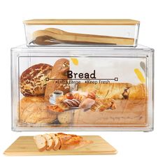 PRICES MAY VARY. 【Keep Bread Fresh】：The breadbox can balance the air and moisture in the box well, balance the humidity, keep the bread fresh for a long time, and lock the flavor. Comes with 15 bread preservation bags, which greatly extend the preservation time of bread and preserve the deliciousness of food. 【Large Capacity Bread Keeper】: The homemade bread storage has a size of 14*11*8.6 inches, which can hold most of the food, with extra flat storage space on the top, providing you with more Bread Keeper, Bread Container, Kitchen Storage Space, Bread Storage, Countertop Storage, Bread Bin, Bread Bags, Bread Box, Utensil Organization