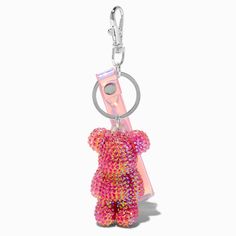 Claire's Pink Bling Bear Keychain Keychain Art, Kitty Pillow, Hello Kitty Pillow, Crown Hair Clip, Sensitive Ears Earrings, Piercing Kit, Keychain Charms, Flower Crown Hairstyle, Bear Keychain