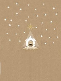 a nativity scene with the birth of jesus and stars in the sky above it