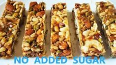 there are no added sugar on this healthy snack bar made with almonds, cashews and pistachio