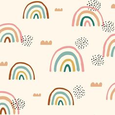 an image of a pattern with rainbows and clouds on the background in pastel colors