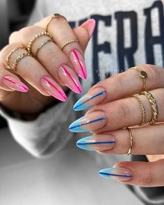 Nails And Rings, Colorful Nails, Fire Nails, Funky Nails, Chic Nails, Dope Nails, Best Acrylic Nails