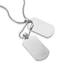 PRICES MAY VARY. Classic dog tag pendant necklace design, fashion simplicity. 2 Pieces highly polished dog tag makes the perfect gift for your friends or family and comfortable to wear Material: This dog tag necklace is made of high quality stainless steel that hypoallergenic, lead-free and nickel-free, making necklace suitable for long wear without damaging the skin Pendant Size:5.0 x 3.0 cm / 2.0 x 1.18 inch. Chain is 22" + 2 inches extension chain. 3mm wide box chain. Perfect Gift: Dog tag ne Dogtag Necklace Mens, Cheap Black Dog Tag Necklaces, Men Necklace Pendant Stainless Steel, Dog Tag Key Chain, Dog Tag Necklace Couples, Dog Chain Necklace, Metal Stamping Kit, Military Inspired Fashion, Galaxy Stuff