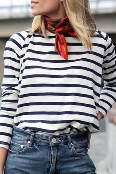 French Street Style, Ladylike Style, French Street, Red Scarf