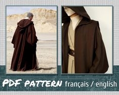 Jedi Robe Pattern, Kimono Robe Sewing Pattern, Free Tunic Sewing Pattern, Hooded Cloak Pattern, Jedi Cloak, Bathrobe Pattern, Cloak Pattern, Mens Tunic, Disneyland Star Wars