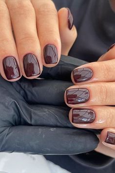 Brown Nail Art Designs, Brown Nail Ideas, Winter Nail Trends, Brown Nail Art, Deep Red Nails, Brown Nail, December Nails, Short Gel Nails, Casual Nails