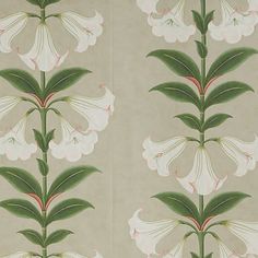 two wallpapers with white flowers and green leaves on the same pattern as each other