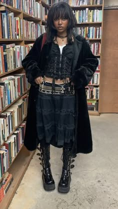 New Romantic Outfit, Punk Maximalism, Dark Maximalism Outfits, Goth Boots Outfit, Post Punk Fashion, Whimsigoth Style, Goth Outfit Inspo, Swaggy Outfits