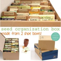 the seed organization box is made from 2 shoe boxes