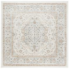 an area rug with white and beige colors