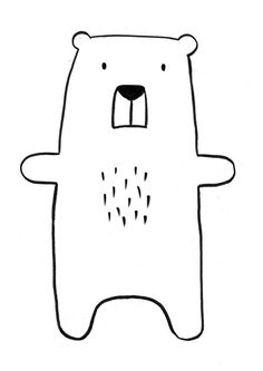 a black and white drawing of a bear