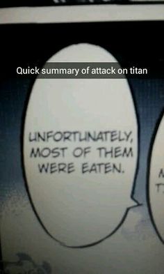 an egg with the caption that reads, quick summary attack on titan