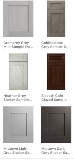 the different types of cabinet doors and drawer fronts are shown in this chart, which shows them